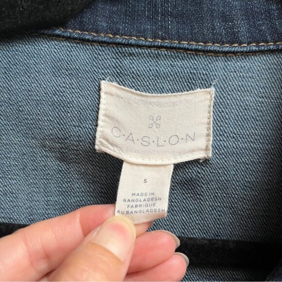 Caslon Denim Jean Jacket Patchwork Tulle Layered Skirt Boho Upcycled Sz S - Picture 4 of 9